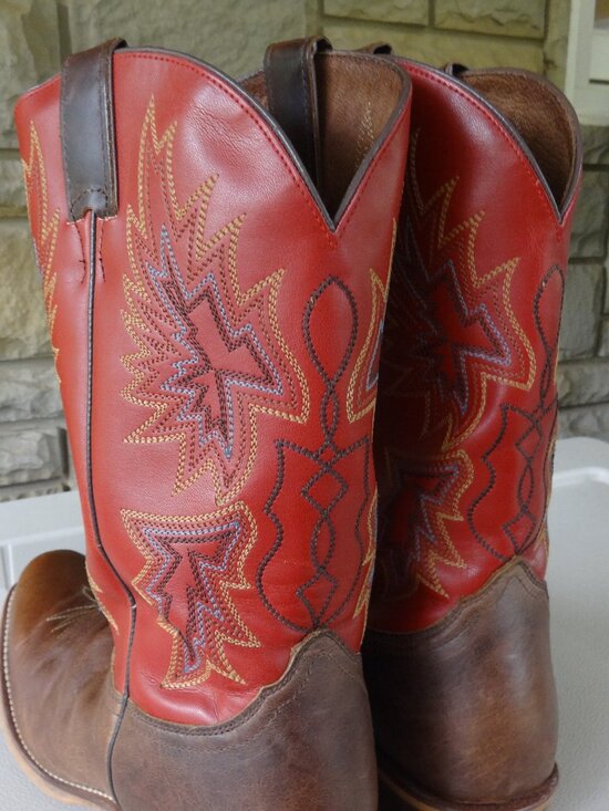 Men\'s vintage Nocona leather boots size 11 &1/2 D, Arrowhead, Brown and Red VGC main image 10